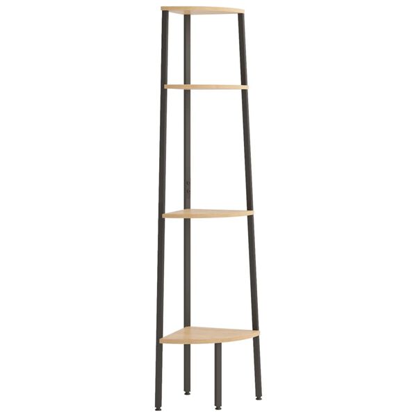 vidaXL Estantería esquinera de 4 niveles marrón claro y negro 45,5x31,5x150 cm