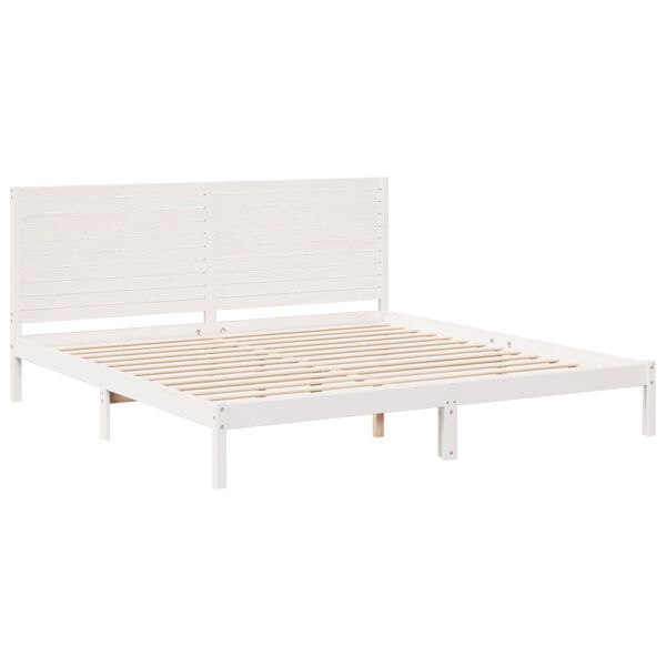 vidaXL Cama extralarga sin colch&oacute;n madera maciza blanca 200x210 cm