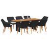 vidaXL Conjunto de Comedor de Jard&iacute;n 9 pcs Negro rat&aacute;n sint&eacute;tico