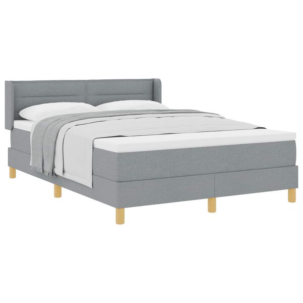 vidaXL Cama tipo Box Spring Gris Claro 200 x 160 cm Poli&eacute;ster