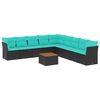 vidaXL Set de sof&aacute;s de jard&iacute;n 10pzas con cojines rat&aacute;n sint&eacute;tico negro