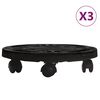 vidaXL Soporte con ruedas para plantas 3 uds negro di&aacute;metro 30cm 170kg