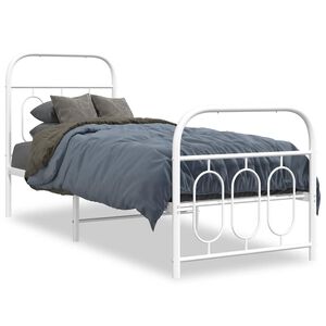 vidaXL Estructura cama sin colch&oacute;n con estribo metal blanco 75x190 cm