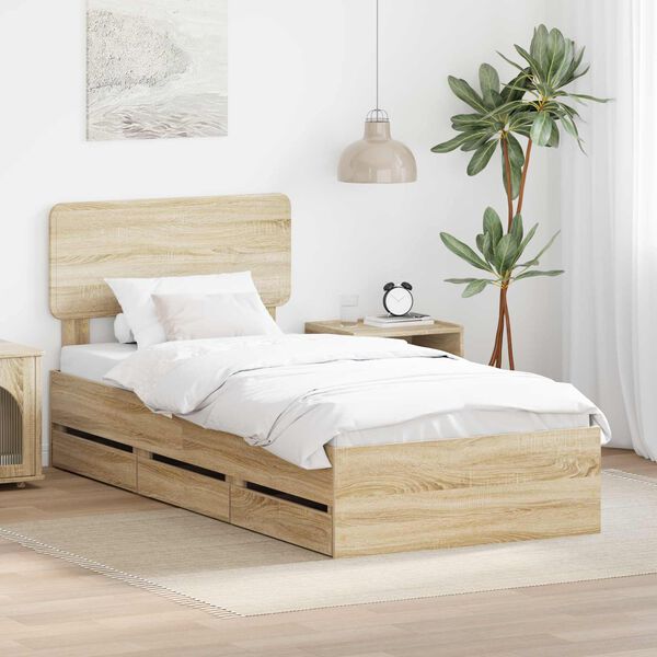 vidaXL Estructura de cama con cabecera Roble Sonoma 100 x 200 cm
