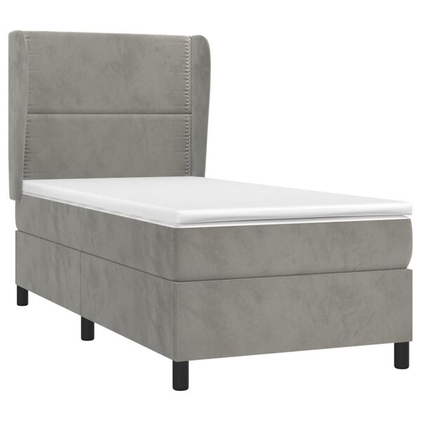 vidaXL Cama box spring con colch&oacute;n terciopelo gris claro 100x200 cm