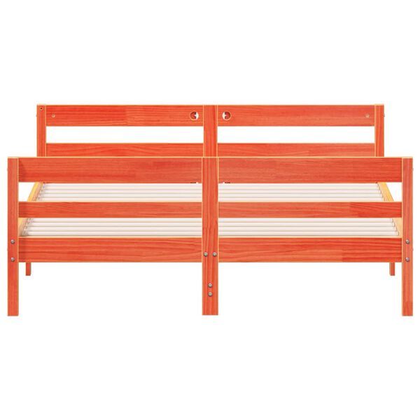 vidaXL Cama sin colch&oacute;n madera maciza de pino marr&oacute;n cera 120x200 cm