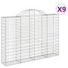 vidaXL Cestas de gaviones 9 uds forma de arco hierro 200x30x140/160 cm