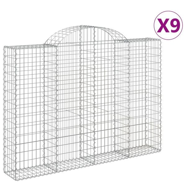 vidaXL Cestas de gaviones 9 uds forma de arco hierro 200x30x140/160 cm