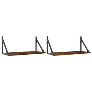 vidaXL Estante pared 2uds madera ingenier&iacute;a roble ahumado 60x25x25,5cm