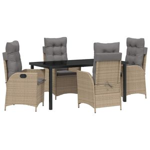vidaXL Conjunto de Comedor de Jard&iacute;n 5 pcs Beige rat&aacute;n sint&eacute;tico