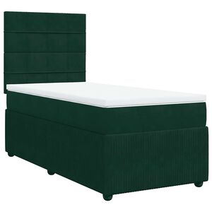 vidaXL Cama box spring con colch&oacute;n terciopelo verde oscuro 80x200 cm
