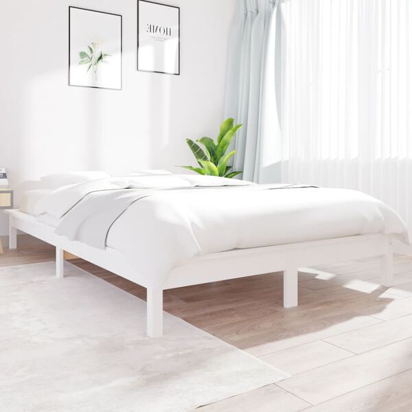 vidaXL Estructura de cama sin colch&oacute;n madera de pino blanca 140x190 cm