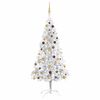 vidaXL &Aacute;rbol de Navidad preiluminado con luces y bolas plateado 210 cm