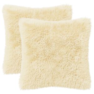 vidaXL Funda de almohada 2 pcs HEERLEN Crema 30 x 30 cm Fleece PV