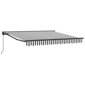 vidaXL Toldo manual 3 x 2,5 m Rayas blancas y antracita 100% Poli&eacute;ster