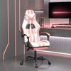 vidaXL Silla gaming con reposapi&eacute;s cuero sint&eacute;tico blanco y rosa