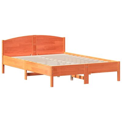 vidaXL Estructura cama con cabecero madera pino marrón cera 160x200 cm