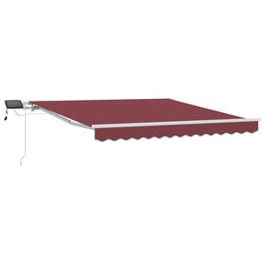 vidaXL Toldo retr&aacute;ctil manual con luces LED burdeos 300x250 cm