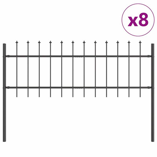 vidaXL Valla de Jard&iacute;n 8 pcs Gris 13,6 x 0,6 m