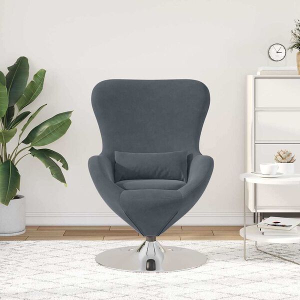 vidaXL Sill&oacute;n huevo Gris oscuro 63 x 73 x 90 cm Terciopelo