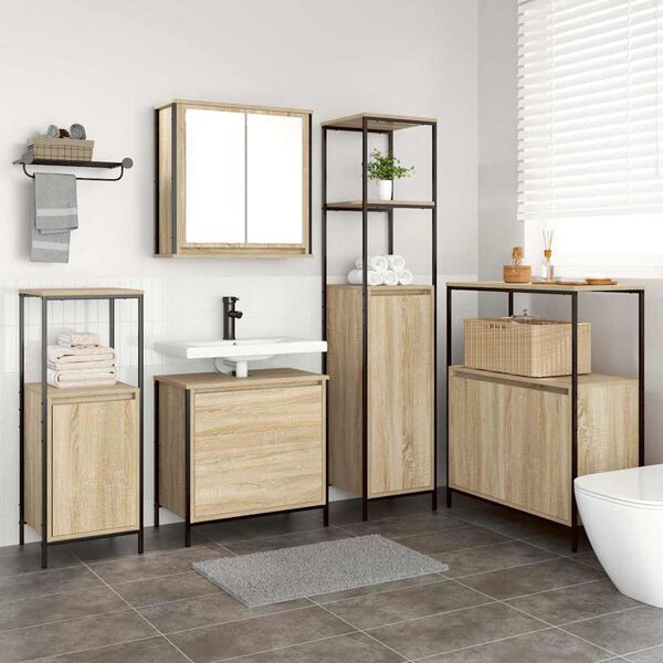 vidaXL Set de muebles de baño 2 pzas madera contrachapada roble Sonoma