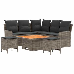 vidaXL Juegos de muebles 6 uds. Gris y Gris Oscuro Rat&aacute;n sint&eacute;tico