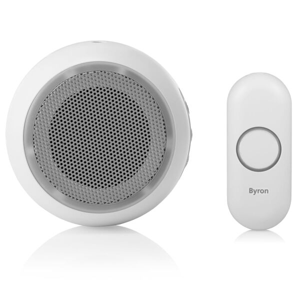 Byron Timbre de puerta port&aacute;til inal&aacute;mbrico blanco