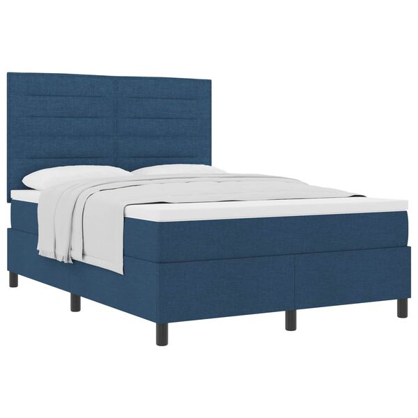 vidaXL Cama tipo Box Spring con colch&oacute;n Azul 160 x 200 cm tela
