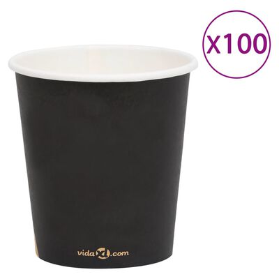 vidaXL Vasos de papel café 200 ml 100 uds negro