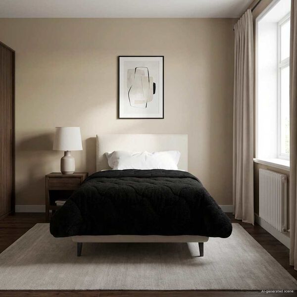 vidaXL Edred&oacute;n de Todo el A&ntilde;o Acolchado Negro 135 x 220 cm