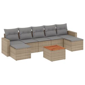 vidaXL Juego de sof&aacute;s de jard&iacute;n con cojines beige 8 pzas rat&aacute;n PE