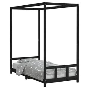 vidaXL Estructura de cama para ni&ntilde;os madera de pino negro 90x190 cm