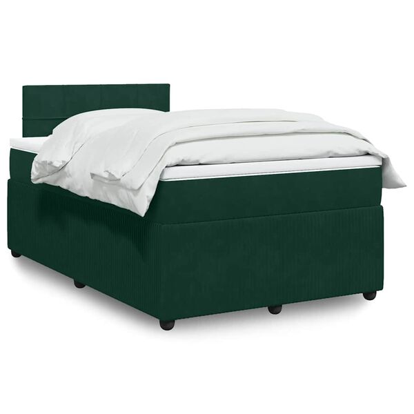 vidaXL Cama box spring con colch&oacute;n terciopelo verde oscuro 120x200 cm