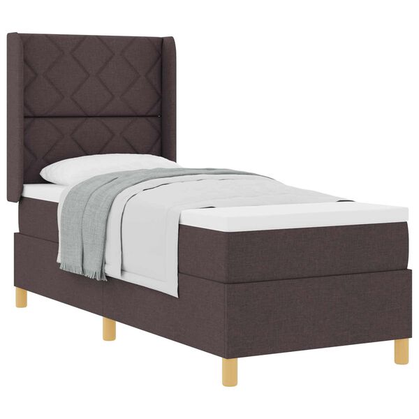 vidaXL Cama tipo Box Spring con colch&oacute;n Marr&oacute;n Oscuro 80 x 200 cm tela
