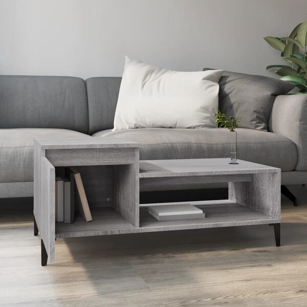 vidaXL Mesa de centro madera contrachapada gris Sonoma 100x50x45 cm