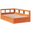 vidaXL Cama con estanter&iacute;a sin colch&oacute;n madera maciza marr&oacute;n 135x190cm
