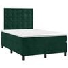 vidaXL Cama box spring colch&oacute;n y LED terciopelo verde oscuro 120x200cm