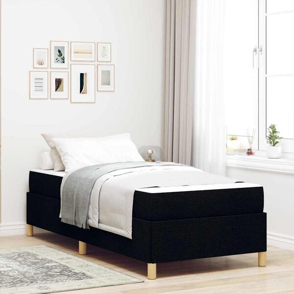 vidaXL Estructura de cama con colchón Negro 80 x 200 cm tela