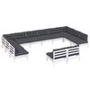 vidaXL Muebles de jardín 12 pzas y cojines blanco madera maciza pino
