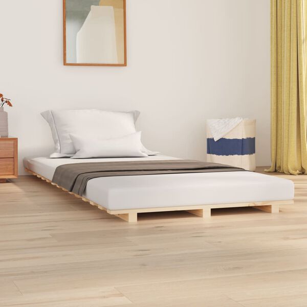 vidaXL Estructura de cama madera maciza de pino 75x190 cm