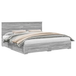 vidaXL Estructura de cama con cabecera Gris Sonoma 200 x 200 cm