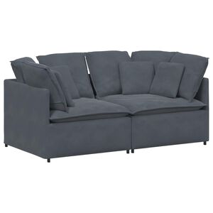 vidaXL Sof&aacute; modular con cojines terciopelo gris oscuro