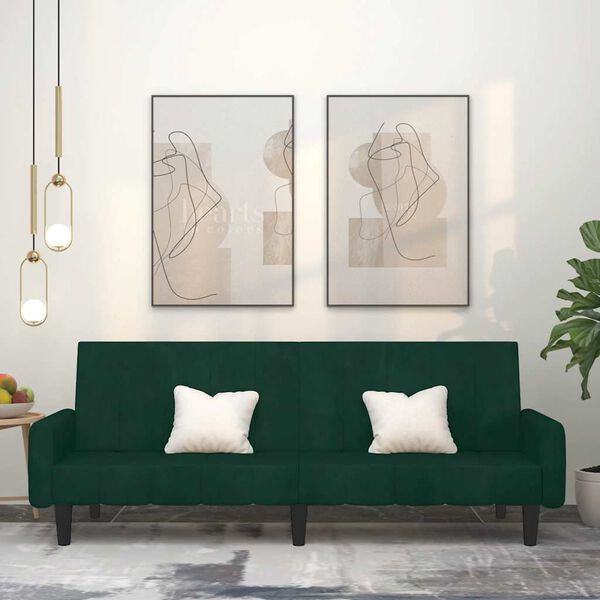 vidaXL Sofá cama de 2 plazas terciopelo verde oscuro