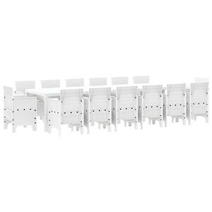 vidaXL Conjunto de Comedor de Jard&iacute;n 15 uds. Blanco Ratan Polt