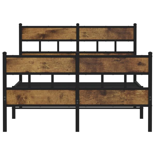 vidaXL Estructura de cama sin colchón metal roble ahumado 120x190 cm