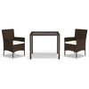vidaXL Set comedor de jard&iacute;n 3 piezas y cojines rat&aacute;n sint&eacute;tico marr&oacute;n