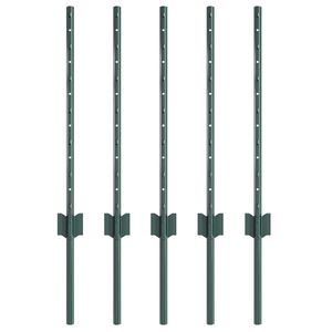 vidaXL Poste de cerca empotrado 5 uds. Verde 100 cm