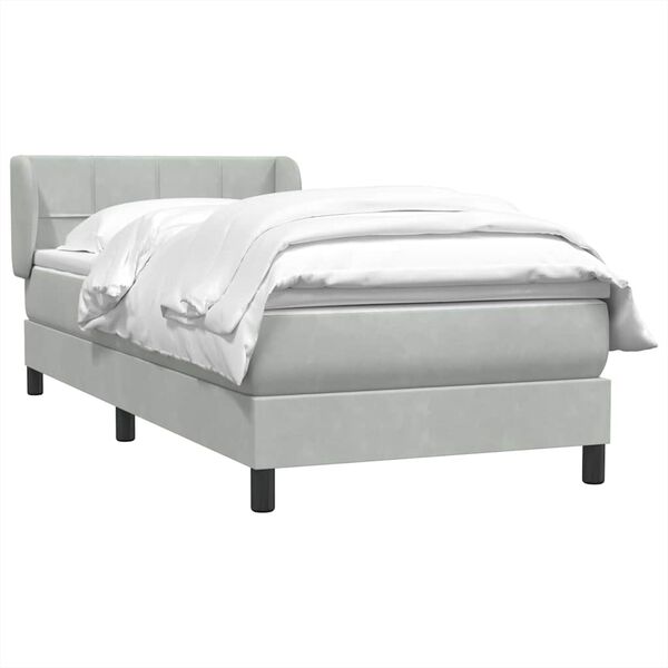 vidaXL Cama box spring con colch&oacute;n terciopelo gris claro 80x210 cm