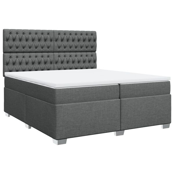 vidaXL Cama box spring con colch&oacute;n tela gris oscuro 200x200 cm