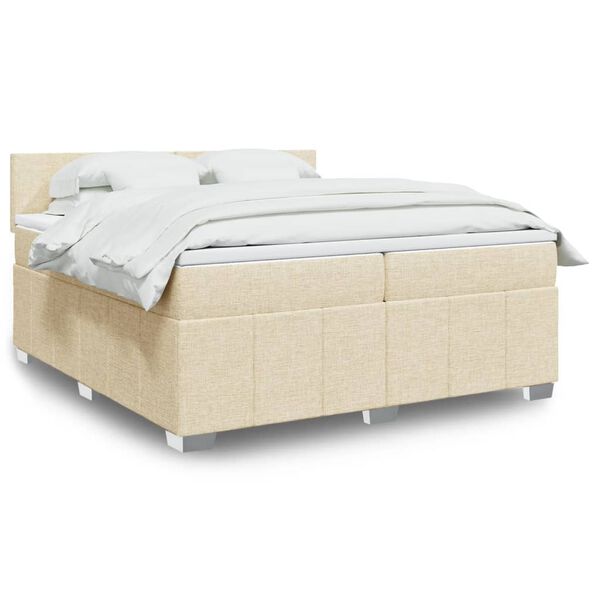 vidaXL Cama box spring con colch&oacute;n tela color crema 200x200 cm